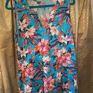Lands' End Tropical Floral Dress - Blue and Pink